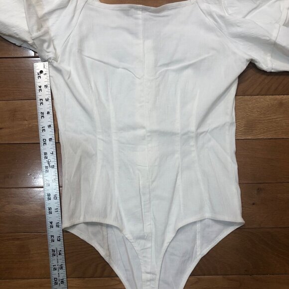NWT Intimately Free People Not Basic Puff Sleeve Bodysuit Canvas White Sz L - Picture 5 of 10